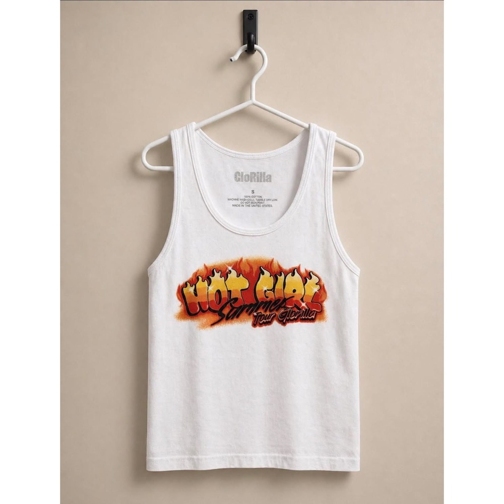 GloRilla Hot Girl Summer Tour Tank Top White Graphic Small Concert Merch NEW